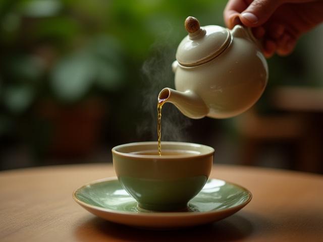 Egzotikus teafajta felszolgálása egy teaházban