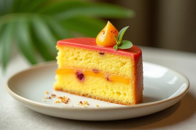 Egzotikus gyümölcsös tortaszelet